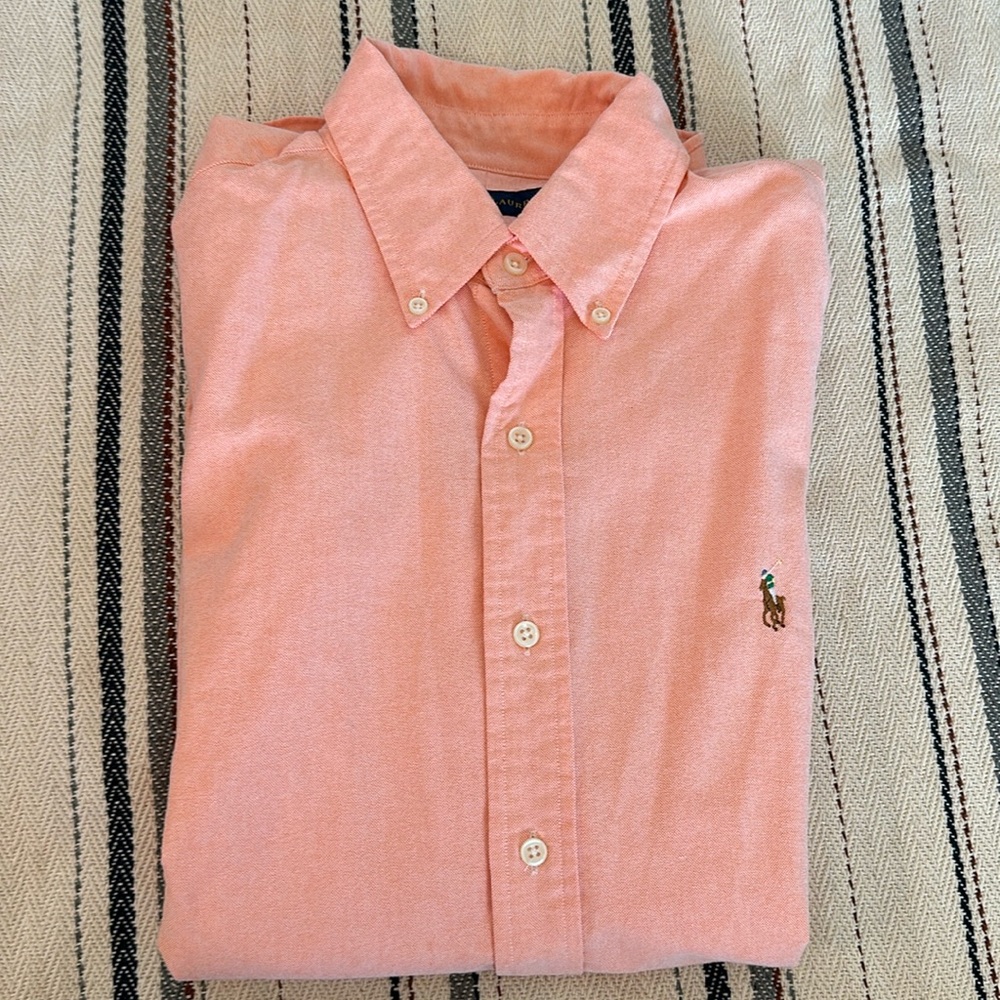 Ralph Lauren Peach Long sleeved Oxford Size M